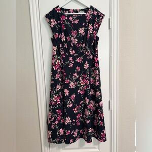 Calvin Klein Navy Dress with Pink Floral Design